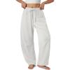 imageATHMILE Barrel Sweatpants Women Fall Fashion Wide Leg Pants 2025 Baggy Lounge Comfy Flowy Sweat Pants with PocketsHeather White