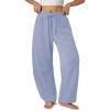 imageATHMILE Barrel Sweatpants Women Fall Fashion Wide Leg Pants 2025 Baggy Lounge Comfy Flowy Sweat Pants with PocketsLight Blue