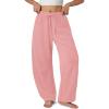 imageATHMILE Barrel Sweatpants Women Fall Fashion Wide Leg Pants 2025 Baggy Lounge Comfy Flowy Sweat Pants with PocketsPink