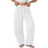 imageATHMILE Barrel Sweatpants Women Fall Fashion Wide Leg Pants 2025 Baggy Lounge Comfy Flowy Sweat Pants with PocketsWhite