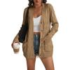 imageATHMILE Cardigan Sweaters for Women Fashion Open Front Cardigans 2025 Fall Outfits Womens Long Sleeve Cable Knit Button CoatsKhaki
