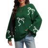 imageATHMILE Fall Sweaters for Women 2025 Fashion Cute Bow Knit Pullover Trendy Long Sleeve Oversized Sweater Winter ClothingGreen