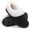 imageATHMILE Fuzzy Fluffy Slippers for Women Memory Foam Knit Womens Slippers NonSlip Bedroom Indoor Outdoor House slippers Shoes for Woman Closed BackBlack