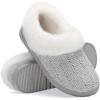 imageATHMILE Fuzzy Fluffy Slippers for Women Memory Foam Knit Womens Slippers NonSlip Bedroom Indoor Outdoor House slippers Shoes for Woman Closed BackGrey