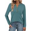 imageATHMILE Long Sleeve Shirts for Women 2025 Fall Outfits Henley Dressy Casual Tops Trendy Blouses Cute TShirts Fashion ClothesBlue Green