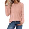 imageATHMILE Long Sleeve Shirts for Women Fall Outfit 2025 Fashion Casual T Shirt Round Neck Basic Loose Tunic TopsPink