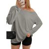imageATHMILE Off The Shoulder Tops for Women 2025 Fall Long Sleeve Oversized Tshirts Fashion Going Out Outfits Casual Basic TeesGrey