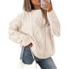 imageATHMILE Oversized Cable Knit Sweaters for Women Fall Fashion Outfits Long Sleeve Loose Crewneck Winter Clothes 2025Cream