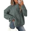 imageATHMILE Oversized Cable Knit Sweaters for Women Fall Fashion Outfits Long Sleeve Loose Crewneck Winter Clothes 2025Grey Blue