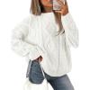 imageATHMILE Oversized Cable Knit Sweaters for Women Fall Fashion Outfits Long Sleeve Loose Crewneck Winter Clothes 2025White