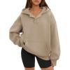 imageATHMILE Oversized Hoodies for Women Fashion V Neck Pullover Sweatshirts with Thumb Hole Y2k Clothes Fall Outfits 2025Coffeegrey