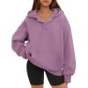 imageATHMILE Oversized Hoodies for Women Fashion V Neck Pullover Sweatshirts with Thumb Hole Y2k Clothes Fall Outfits 2025Dark Pink