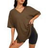 imageATHMILE Oversized Tshirts for Women Summer 2026 V Neck Casual Workout Plus Size Tops Spring Fashion Cute Basic Trendy OutfitsBrown