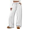 imageATHMILE Track Pants Women Sweatpants Wide Leg Straight Drawstring Teen Girl Fall Jogging Soft Lounge Athletic Pajama JoggersWhite