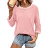 imageATHMILE Womens 34 Length Sleeve Tops Dressy Casual Striped Crew Neck Fall T Shirts Spring Blouse Summer TunicsLight Pink