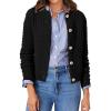 imageATHMILE Womens Cardigan Sweaters Casual Long Sleeve Button Down Crewneck Casual Knit Cropped Fall Winter Jackets ClothesBlack