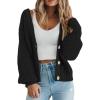 imageATHMILE Womens Chunky Cardigan Sweaters Long Sleeve Button Loose Short Outerwear Coats Open Front Fall ClothesBlack