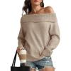 imageATHMILE Womens Off The Shoulder Sweaters Oversized Batwing Sleeve Loose Pullover Fall Outfits Winter Fashion Tops 2025Khaki