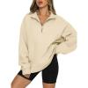 imageATHMILE Womens Oversized Sweatshirts Fall Fashion Hoodies Half Zip Fleece Pullover Long Sleeve Y2K Clothes with Side PocketsApricot