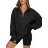 imageATHMILE Womens Oversized Sweatshirts Fall Fashion Hoodies Half Zip Fleece Pullover Long Sleeve Y2K Clothes with Side PocketsBlack