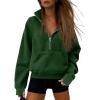 imageATHMILE Womens Sweatshirts Half Zip Cropped Pullover Fleece Quarter Zipper Hoodies 2025 Fall Fashion Outfits ClothesDarkgreen