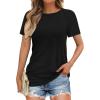 imageATHMILE Womens T Shirts Short Sleeve Crewneck Tees Trendy Lightweight Soft Casual Summer Tops 2025Black