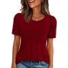 imageATHMILE Womens T Shirts Short Sleeve Summer Tops Pleated Dressy Casual Blouses Spring Clothes Beach Vacation 2025Wine Red