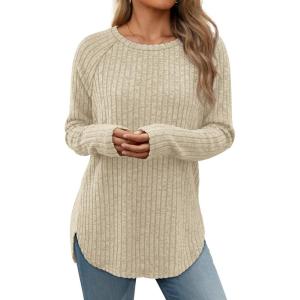 imageATHMILE Long Sleeve Shirts for Women Tunic Fall Tops Loose Fit Dressy Crew Neck Basic Sweaters 2025Blue