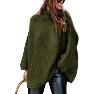 imageATHMILE Oversized Chunky Sweaters for Women Fall Turtleneck Long Sleeve Knit Pullover Tops 2025 Winter Fashion ClothesArmy Green