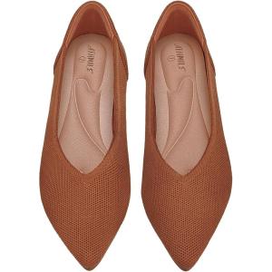 imageATHMILE Pointed Toe Flats for Women UltraComfortable Knit Ballet Flats Shoes for Women with Memory Foam ampamp Padding Machine Washable Womens Flats for Work Office Casual WeddingBrown