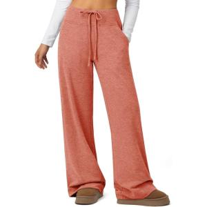 imageATHMILE Sweatpants Women Fall Outfits Wide Leg Baggy Pants HighWaisted Drawstring Sweat Pants Fashion Joggers with PocketRed