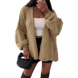 imageATHMILE Womens Fall Oversized Cardigan Sweaters Long Lantern Sleeve Knit Open Front Lightweight Winter Fashion Clothes 2025Camel