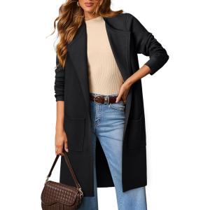 imageATHMILE Womens Fall Sweater Open Front Knit Lightweight Cardigan Casual Long Coatigan Lady Jacket Coat Winter Outerwear 2025Black