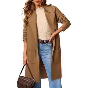 imageATHMILE Womens Fall Sweater Open Front Knit Lightweight Cardigan Casual Long Coatigan Lady Jacket Coat Winter Outerwear 2025Light Brown