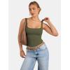 imageATHMILE Tank Top for Women Spring Summer Square Neck Sleeveless Double Lined Basic Going Out TopArmy Green
