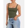 imageATHMILE Tank Top for Women Spring Summer Square Neck Sleeveless Double Lined Basic Going Out TopArmy Green