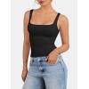 imageATHMILE Tank Top for Women Spring Summer Square Neck Sleeveless Double Lined Basic Going Out TopBlack