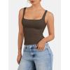 imageATHMILE Tank Top for Women Spring Summer Square Neck Sleeveless Double Lined Basic Going Out TopCoffee
