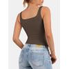imageATHMILE Tank Top for Women Spring Summer Square Neck Sleeveless Double Lined Basic Going Out TopCoffee