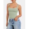 imageATHMILE Tank Top for Women Spring Summer Square Neck Sleeveless Double Lined Basic Going Out TopLight Green