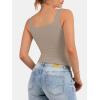 imageATHMILE Tank Top for Women Spring Summer Square Neck Sleeveless Double Lined Basic Going Out TopLight Khaki