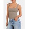 imageATHMILE Tank Top for Women Spring Summer Square Neck Sleeveless Double Lined Basic Going Out TopLight Khaki