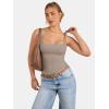 imageATHMILE Tank Top for Women Spring Summer Square Neck Sleeveless Double Lined Basic Going Out TopLight Khaki