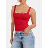 imageATHMILE Tank Top for Women Spring Summer Square Neck Sleeveless Double Lined Basic Going Out TopRed
