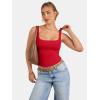 imageATHMILE Tank Top for Women Spring Summer Square Neck Sleeveless Double Lined Basic Going Out TopRed