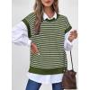 imageATHMILE Womens Short Sleeve Sweater Spring Summer Striped Teacher Round Neck Pullover Cap Sleeve Knit Cute Vest Tops 2026Army Green
