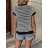 imageATHMILE Womens Short Sleeve Sweater Spring Summer Striped Teacher Round Neck Pullover Cap Sleeve Knit Cute Vest Tops 2026Black