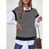 imageATHMILE Womens Short Sleeve Sweater Spring Summer Striped Teacher Round Neck Pullover Cap Sleeve Knit Cute Vest Tops 2026Black
