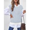 imageATHMILE Womens Short Sleeve Sweater Spring Summer Striped Teacher Round Neck Pullover Cap Sleeve Knit Cute Vest Tops 2026Blue