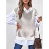 imageATHMILE Womens Short Sleeve Sweater Spring Summer Striped Teacher Round Neck Pullover Cap Sleeve Knit Cute Vest Tops 2026Brown